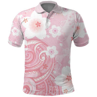 Japan Sakura Floral with Polynesian Vibe Polo Shirt