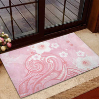 Japan Sakura Floral with Polynesian Vibe Rubber Doormat