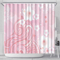 Japan Sakura Floral with Polynesian Vibe Shower Curtain