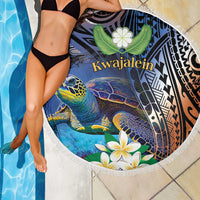 Marshall Islands Kwajalein Atoll Beach Blanket Plumeria Sea Turtle with Polynesian Tribal