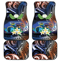 Marshall Islands Kwajalein Atoll Car Mats Plumeria Sea Turtle with Polynesian Tribal