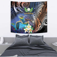 Marshall Islands Kwajalein Atoll Tapestry Plumeria Sea Turtle with Polynesian Tribal