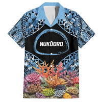 Personalised Nukuoro Micronesia Atoll Family Matching Off Shoulder Maxi Dress and Hawaiian Shirt with Pacific Coral Reef