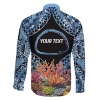 Personalised Nukuoro Micronesia Atoll Family Matching Puletasi and Hawaiian Shirt with Pacific Coral Reef