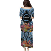 Personalised Nukuoro Micronesia Atoll Puletasi with Pacific Coral Reef