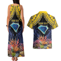 Tokelau Atafu Atoll Personalised Couples Matching Tank Maxi Dress and Hawaiian Shirt Pacific Coral Reef Vibe