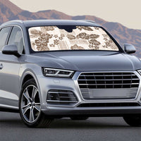 Vintage Hawaii Auto Sun Shade Hibiscus Tapa Tribal With Hawaiian Quilt Pattern Gold - Polynesian Pride