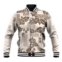 Vintage Hawaii Baseball Jacket Hibiscus Tapa Tribal With Hawaiian Quilt Pattern Gold LT9 Unisex Gold - Polynesian Pride