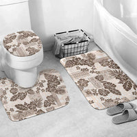 Vintage Hawaii Bathroom Set Hibiscus Tapa Tribal With Hawaiian Quilt Pattern Gold - Polynesian Pride