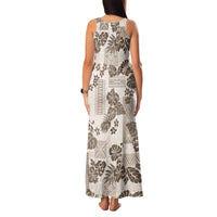 Vintage Hawaii Family Matching Tank Maxi Dress and Hawaiian Shirt Hibiscus Tapa Tribal With Hawaiian Quilt Pattern Gold LT9 - Polynesian Pride