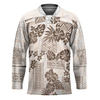 Vintage Hawaii Hockey Jersey Hibiscus Tapa Tribal With Hawaiian Quilt Pattern Gold LT9 Unisex Gold - Polynesian Pride