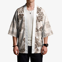 Vintage Hawaii Kimono Hibiscus Tapa Tribal With Hawaiian Quilt Pattern Gold - Polynesian Pride