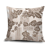 Vintage Hawaii Pillow Cover Hibiscus Tapa Tribal With Hawaiian Quilt Pattern Gold - Polynesian Pride