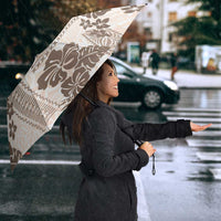 Vintage Hawaii Umbrella Hibiscus Tapa Tribal With Hawaiian Quilt Pattern Gold - Polynesian Pride