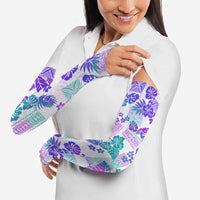 Vintage Hawaii Arm Sleeves Hibiscus Tapa Tribal With Hawaiian Quilt Pattern Purple - Polynesian Pride