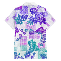 Vintage Hawaii Family Matching Summer Maxi Dress and Hawaiian Shirt Hibiscus Tapa Tribal With Hawaiian Quilt Pattern Purple LT9 - Polynesian Pride