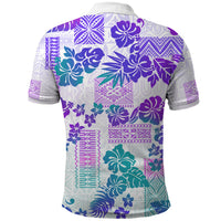 Vintage Hawaii Polo Shirt Hibiscus Tapa Tribal With Hawaiian Quilt Pattern Purple LT9 - Polynesian Pride