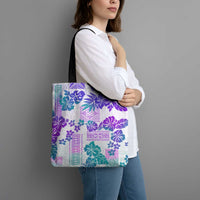 Vintage Hawaii Tote Bag Hibiscus Tapa Tribal With Hawaiian Quilt Pattern Purple - Polynesian Pride