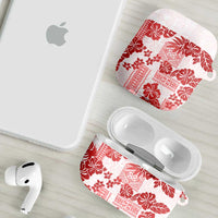 Vintage Hawaii AirPods Case Hibiscus Tapa Tribal With Hawaiian Quilt Pattern Red - Polynesian Pride