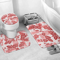 Vintage Hawaii Bathroom Set Hibiscus Tapa Tribal With Hawaiian Quilt Pattern Red - Polynesian Pride
