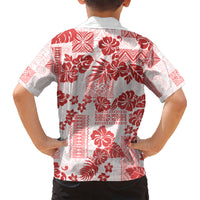 Vintage Hawaii Hawaiian Shirt Hibiscus Tapa Tribal With Hawaiian Quilt Pattern Red LT9 - Polynesian Pride