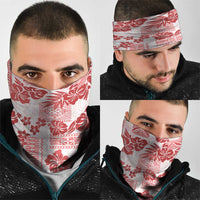 Vintage Hawaii Neck Gaiter Hibiscus Tapa Tribal With Hawaiian Quilt Pattern Red - Polynesian Pride
