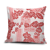 Vintage Hawaii Pillow Cover Hibiscus Tapa Tribal With Hawaiian Quilt Pattern Red - Polynesian Pride