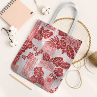 Vintage Hawaii Tote Bag Hibiscus Tapa Tribal With Hawaiian Quilt Pattern Red - Polynesian Pride