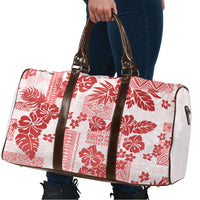 Vintage Hawaii Travel Bag Hibiscus Tapa Tribal With Hawaiian Quilt Pattern Red - Polynesian Pride