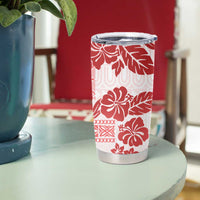 Vintage Hawaii Tumbler Cup Hibiscus Tapa Tribal With Hawaiian Quilt Pattern Red