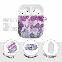 Vintage Hawaii AirPods Case Hibiscus Tapa Tribal With Hawaiian Quilt Pattern Violet - Polynesian Pride