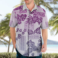 Vintage Hawaii Hawaiian Shirt Hibiscus Tapa Tribal With Hawaiian Quilt Pattern Violet LT9 - Polynesian Pride