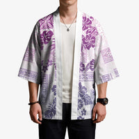 Vintage Hawaii Kimono Hibiscus Tapa Tribal With Hawaiian Quilt Pattern Violet - Polynesian Pride