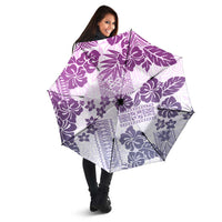 Vintage Hawaii Umbrella Hibiscus Tapa Tribal With Hawaiian Quilt Pattern Violet - Polynesian Pride