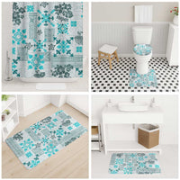 Hawaii Tapa Tribal Bathroom Set With Hawaiian Quilt Pattern Aqua - Polynesian Pride