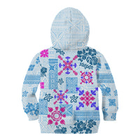 Hawaii Tapa Tribal Kid Hoodie With Hawaiian Quilt Pattern Blue LT9 - Polynesian Pride