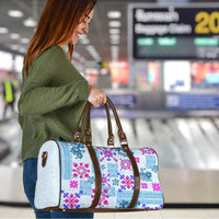 Hawaii Tapa Tribal Travel Bag With Hawaiian Quilt Pattern Blue - Polynesian Pride