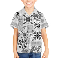 Hawaii Tapa Tribal Family Matching Summer Maxi Dress and Hawaiian Shirt With Hawaiian Quilt Pattern Black LT9 Son's Shirt Black - Polynesian Pride