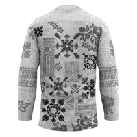 Hawaii Tapa Tribal Hockey Jersey With Hawaiian Quilt Pattern Black - Polynesian Pride