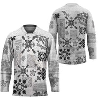 Hawaii Tapa Tribal Hockey Jersey With Hawaiian Quilt Pattern Black - Polynesian Pride