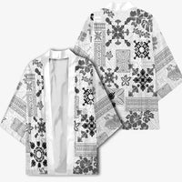 Hawaii Tapa Tribal Kimono With Hawaiian Quilt Pattern Black - Polynesian Pride