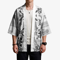 Hawaii Tapa Tribal Kimono With Hawaiian Quilt Pattern Black - Polynesian Pride