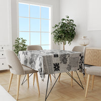 Hawaii Tapa Tribal Tablecloth With Hawaiian Quilt Pattern Black LT9 - Polynesian Pride