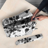 Hawaii Tapa Tribal Umbrella With Hawaiian Quilt Pattern Black - Polynesian Pride
