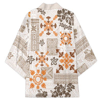 Hawaii Tapa Tribal Kimono With Hawaiian Quilt Pattern Gold - Polynesian Pride