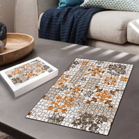 Hawaii Tapa Tribal Puzzle With Hawaiian Quilt Pattern Gold LT9 - Polynesian Pride
