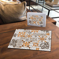 Hawaii Tapa Tribal Puzzle With Hawaiian Quilt Pattern Gold LT9 - Polynesian Pride