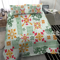 Hawaii Tapa Tribal Bedding Set With Hawaiian Quilt Pattern Green LT9 - Polynesian Pride