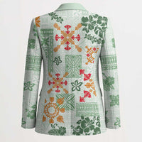 Hawaii Tapa Tribal Blazer With Hawaiian Quilt Pattern Green - Polynesian Pride