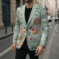Hawaii Tapa Tribal Blazer With Hawaiian Quilt Pattern Green - Polynesian Pride